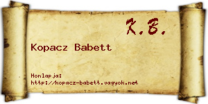 Kopacz Babett névjegykártya